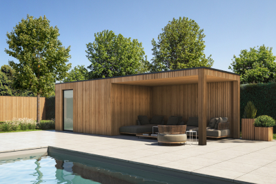 Abri de piscine en bois